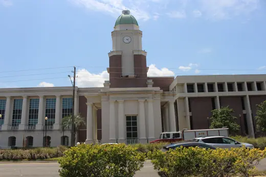 East facade of the Clay County Courthouse in Green Cove Springs, Florida.