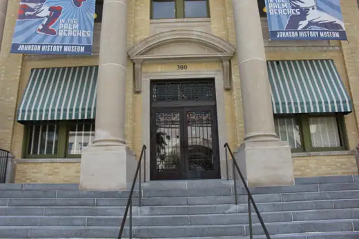 Stairs and entrance of the historic 1916 Palm Beach County Courthouse.