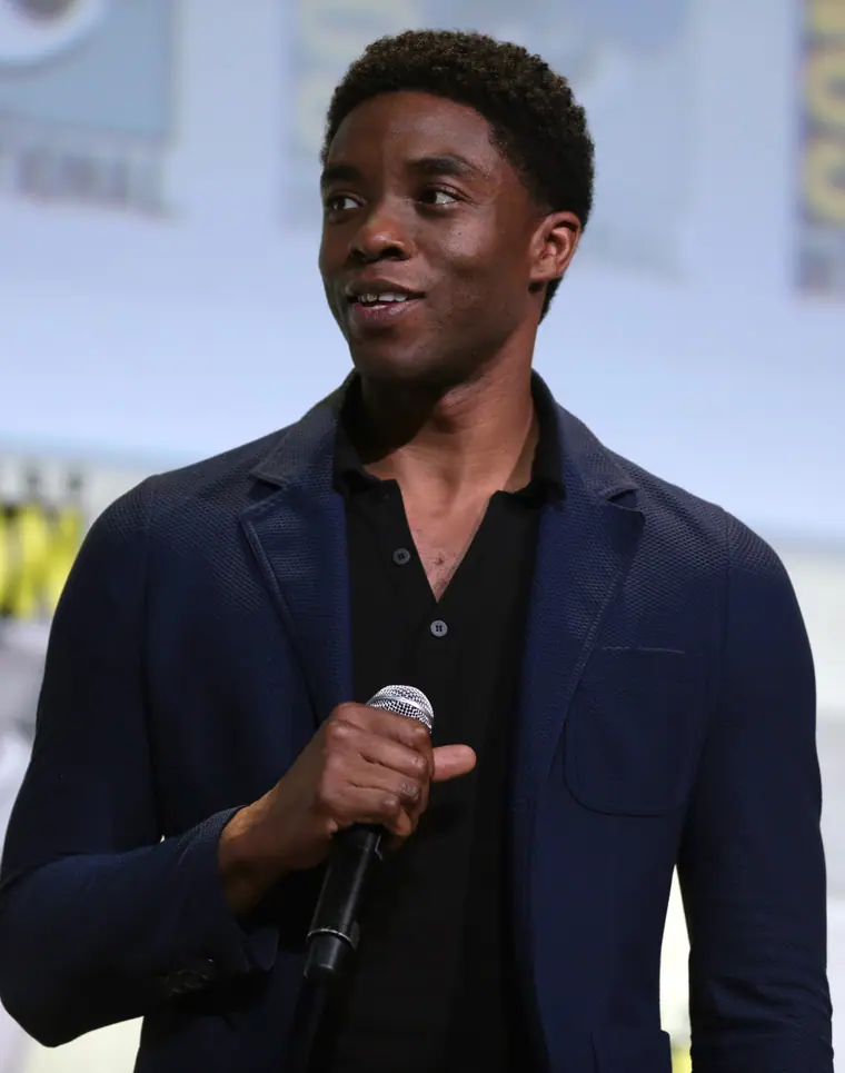 Chadwick Boseman speaking on a panel at San Diego Comic-Con International, July 2016.