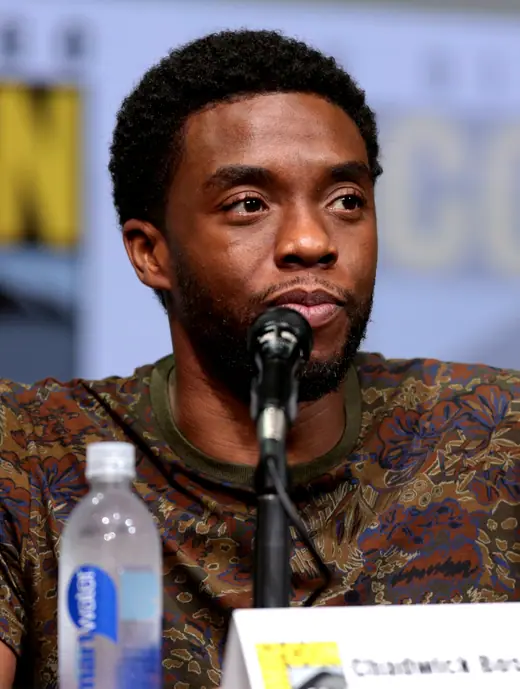Chadwick Boseman speaking at San Diego Comic-Con International in July 2017.