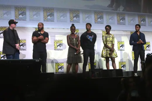 The Black Panther panel at San Diego Comic-Con International in July 2016, with Chadwick Boseman among the cast and filmmakers.