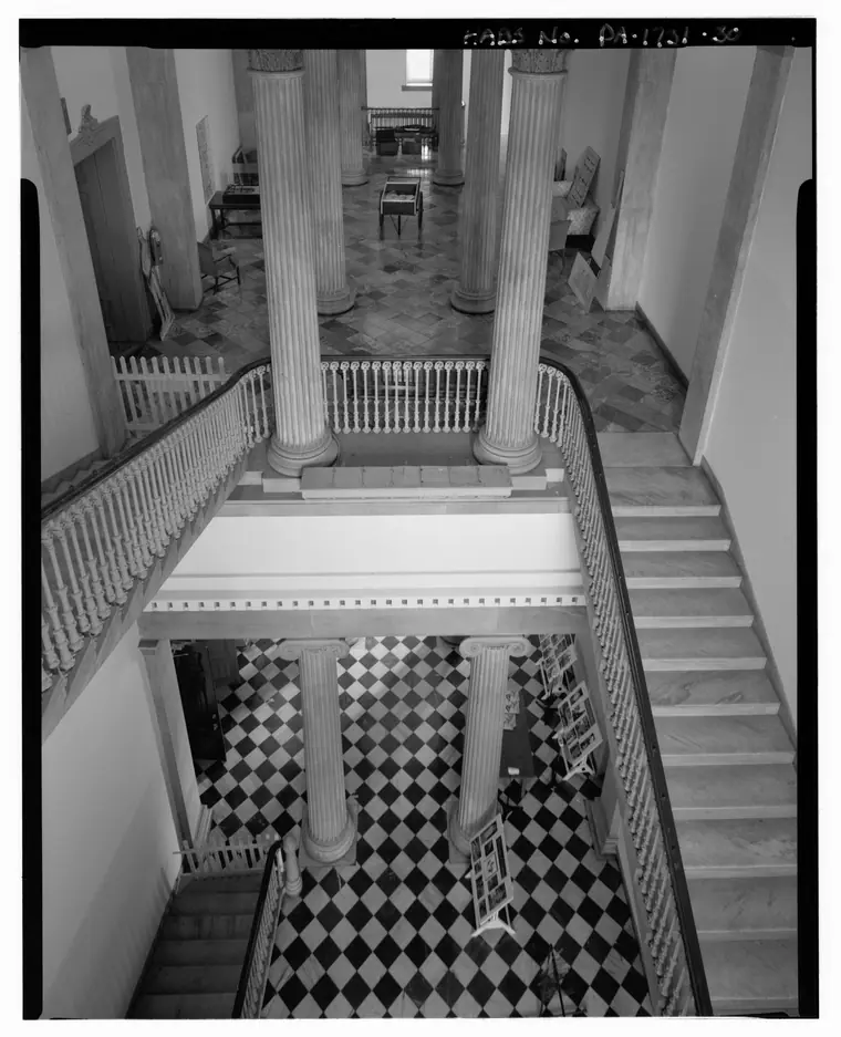 Founder's Hall at Girard College in Philadelphia, a Greek Revival marble building with a colonnade, photographed for the Historic American Buildings Survey.