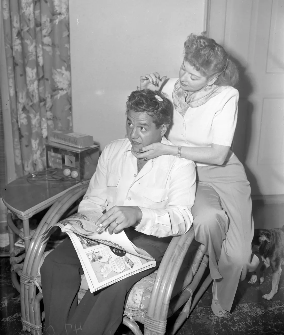 A couple photographed at home by a newspaper in 1949.