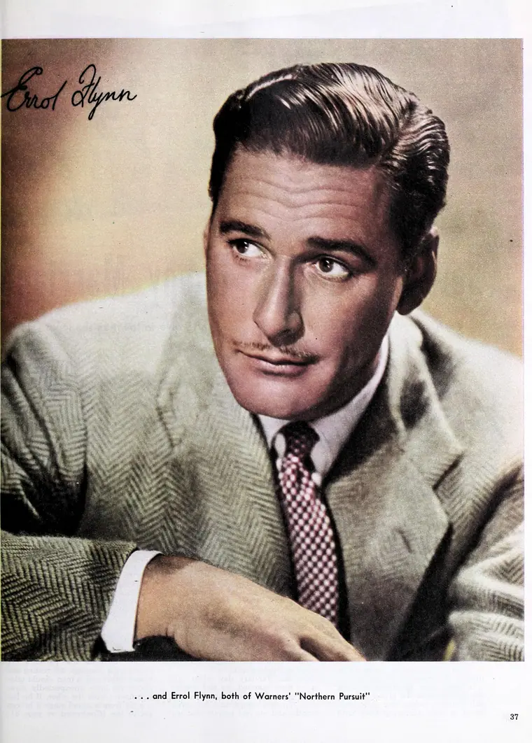 Magazine portrait of an actor in a jacket and open collar, 1944.
