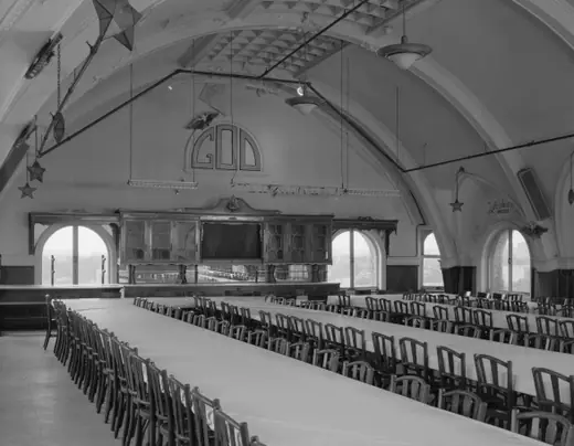 Historic American Buildings Survey photograph of an upper floor of the Divine Lorraine Hotel in Philadelphia.