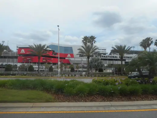 The back of the Daytona International Speedway grandstand seen from U.S. Route 92 in Daytona Beach.