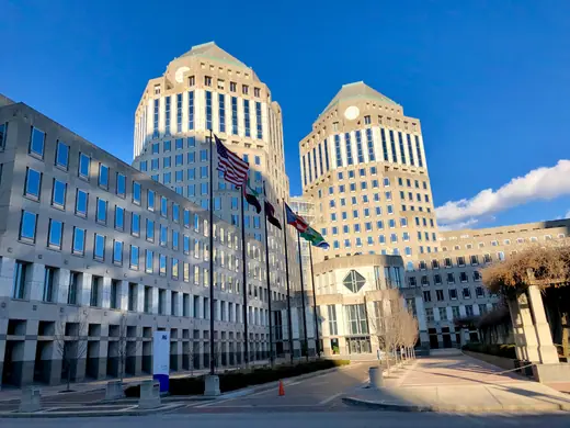 The Procter and Gamble world headquarters towers in downtown Cincinnati.