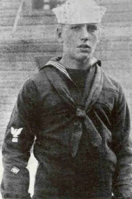 Navy service photograph of a young man in uniform, 1918.