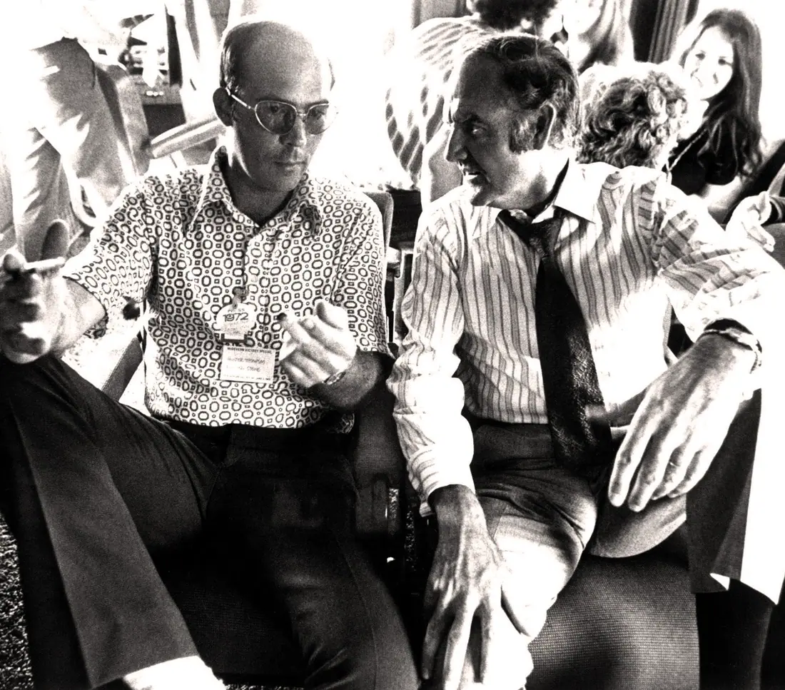 Hunter S. Thompson photographed with George McGovern during the 1972 presidential campaign.