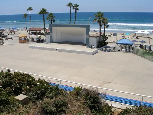 The Junior Seau Pier Amphitheatre, an open-air venue on the beach at Oceanside, California.