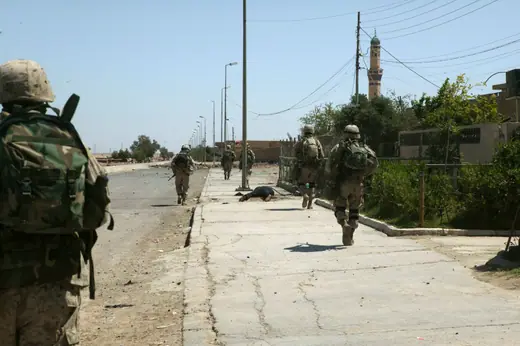 United States Marines in a street in Fallujah, Iraq, in 2004.