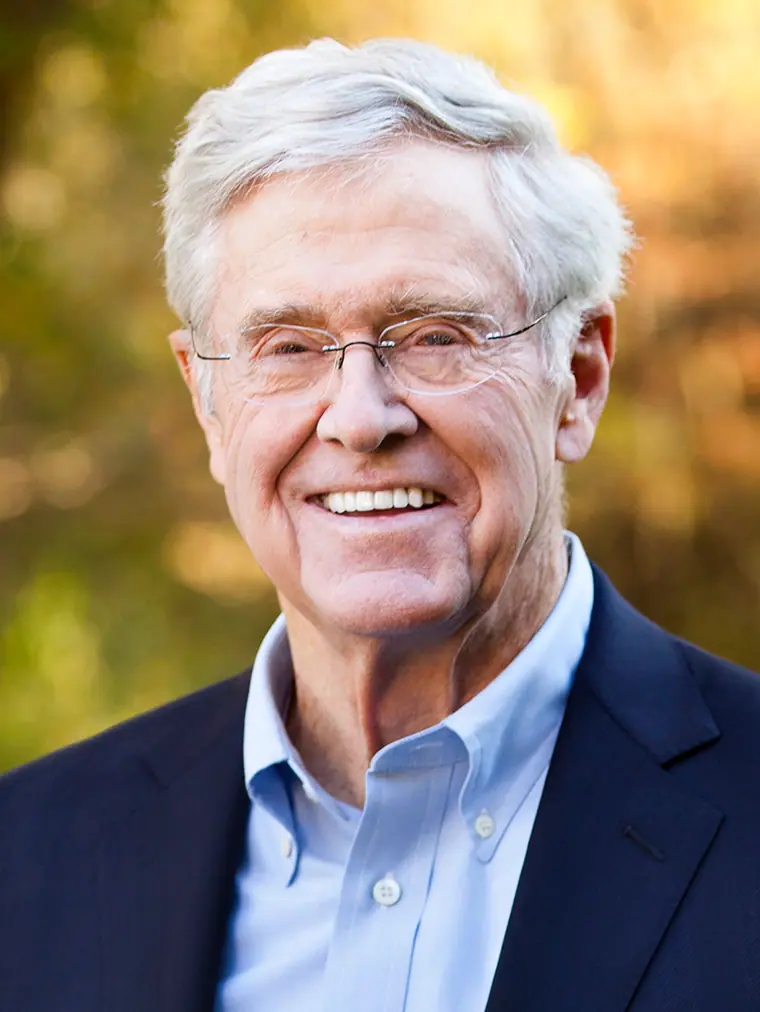 Portrait photograph of Charles Koch.