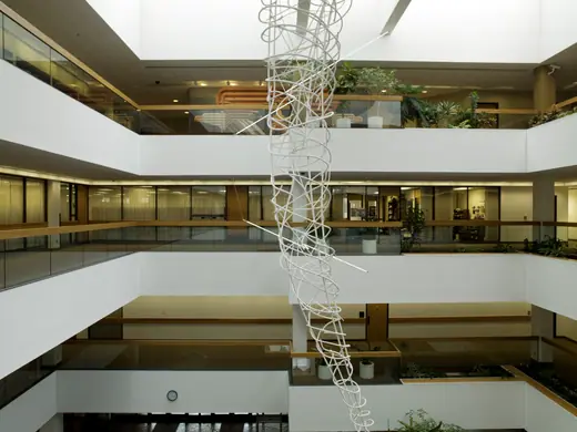 Rockne Krebs's large sculpture The White Tornado at the Frank Carlson Federal Building and US Courthouse in Topeka, Kansas.