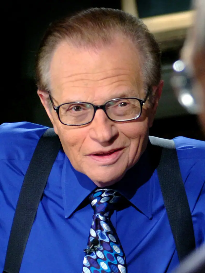 Larry King at the interview desk during a taping of Larry King Live at the Pentagon in May 2006.