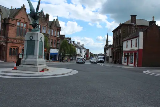 The High Street of Lockerbie, a small town in Dumfriesshire, on an ordinary afternoon.