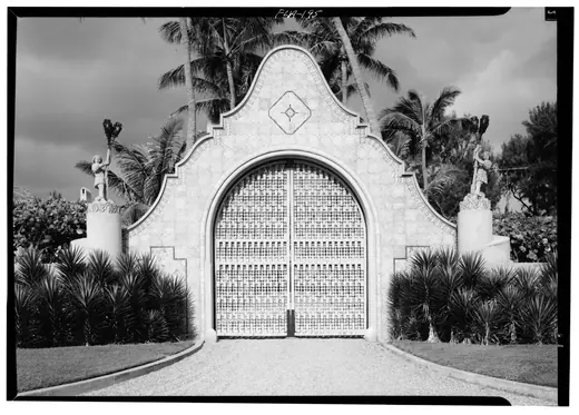 The closed main entrance gates of Mar-a-Lago on South Ocean Boulevard.