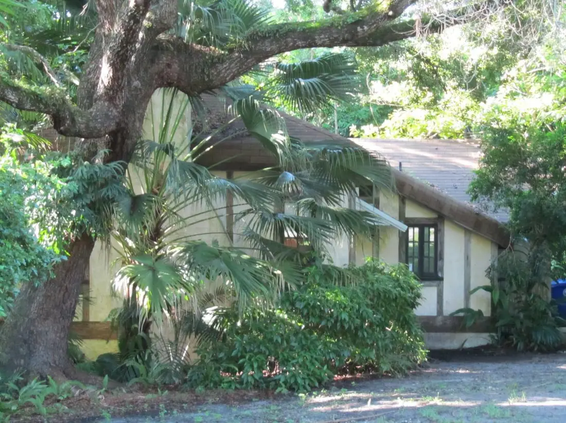 The Marjory Stoneman Douglas House, a small half-timbered cottage in Coconut Grove, Miami.