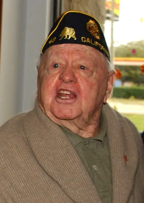 Mickey Rooney addressing a crowd at the Mayport USO 65th anniversary event, November 2006.