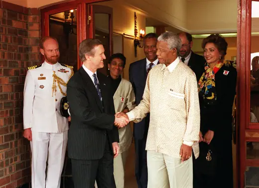 Nelson Mandela at an official US Department of Defense event in February 2000.