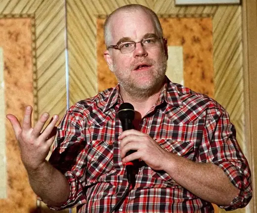 Philip Seymour Hoffman speaking at a Hudson Union Society event in September 2010.