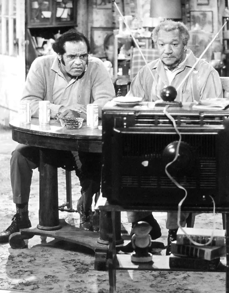 Two comedians in a network publicity still from a 1972 sitcom episode.
