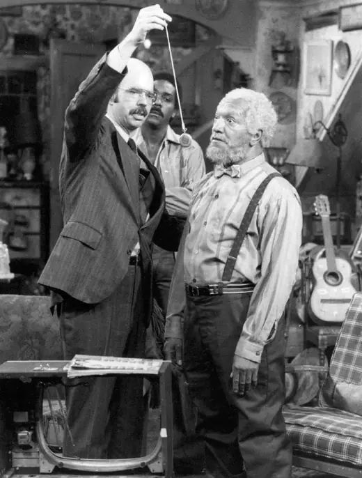 Three actors in a network publicity still from a 1976 sitcom episode.