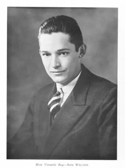Yearbook portrait of a teenage Sam Walton from his high school annual.