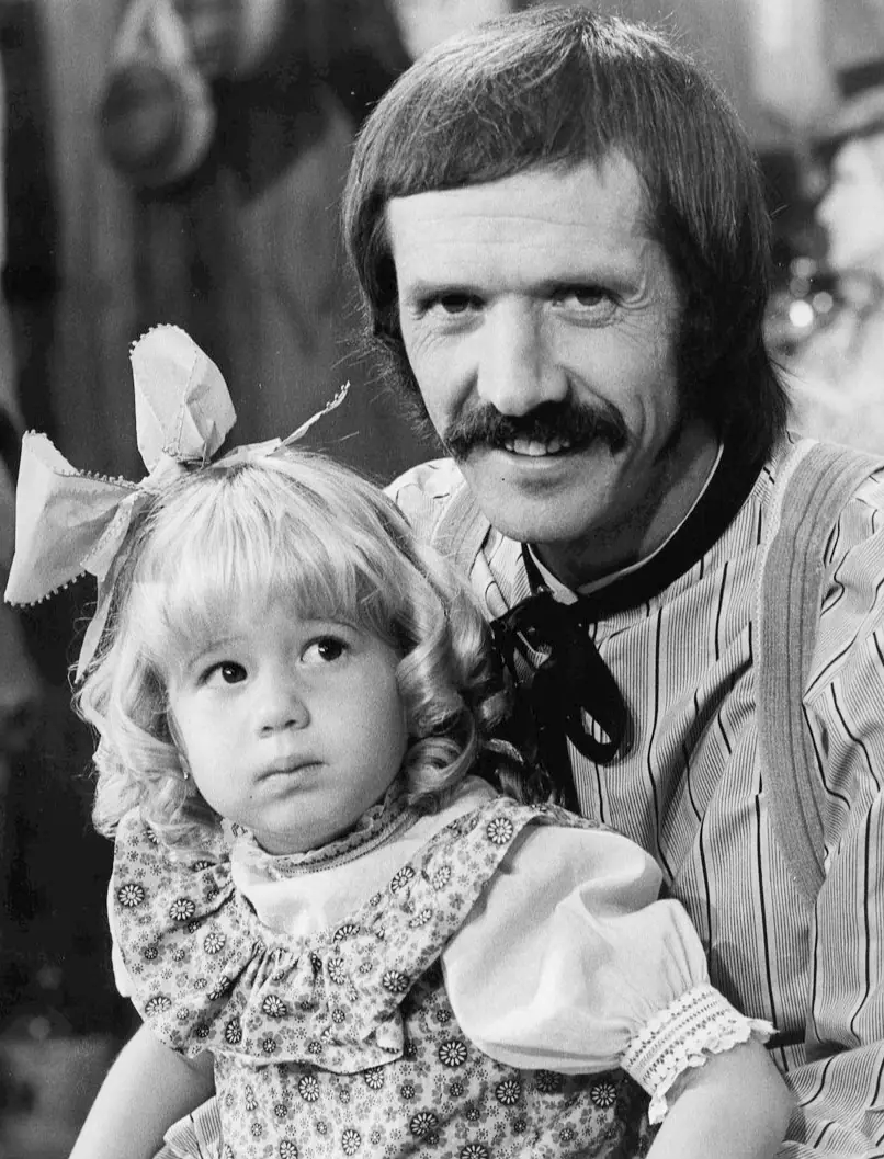 Sonny Bono with his young child Chastity on the set of The Sonny and Cher Comedy Hour, 1974.