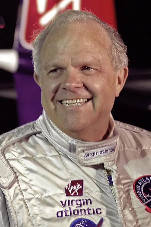 Steve Fossett photographed in a flight suit before a GlobalFlyer record attempt in February 2006.