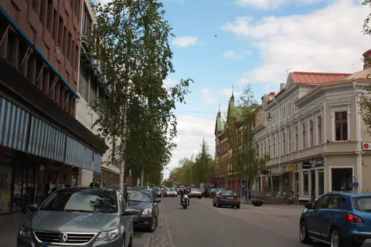 Storgatan, the main street in the centre of Umeå, Sweden.