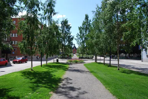 Rådhusesplanaden, the boulevard running through central Umeå, Sweden.