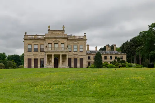 The east front of Brodsworth Hall, a nineteenth-century Italianate country house in South Yorkshire.