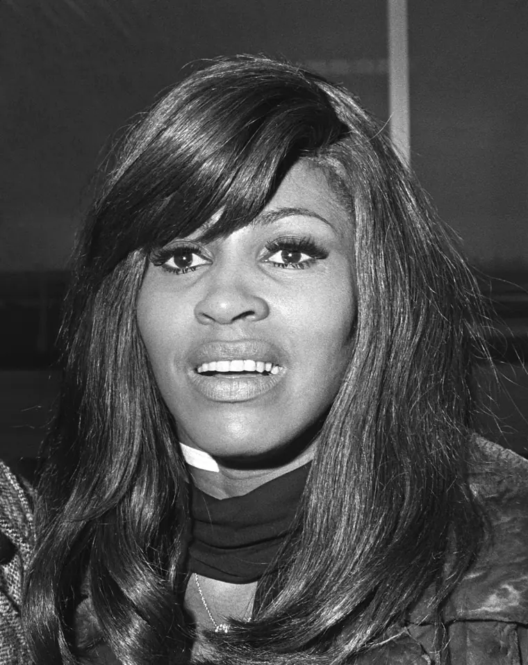 Portrait of Tina Turner photographed on arrival at Schiphol Airport in the Netherlands, January 1971.