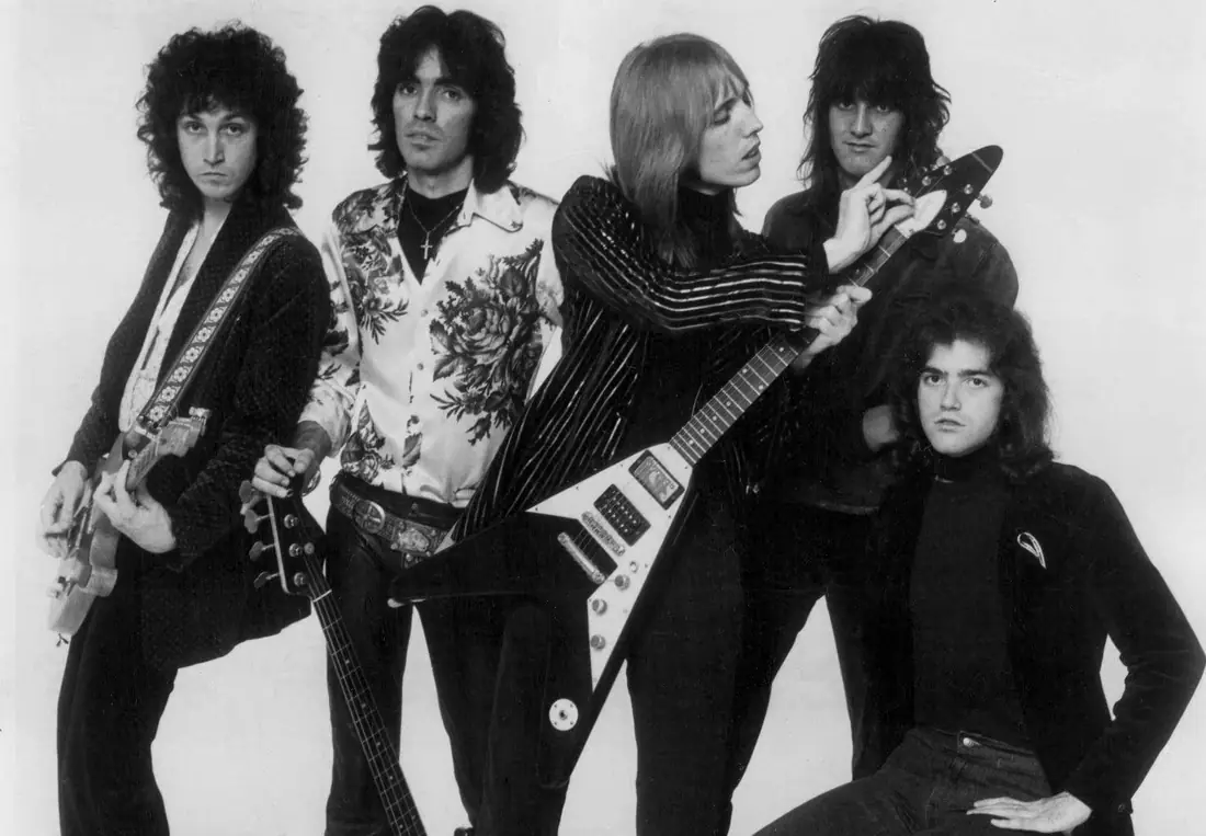 Record-label publicity photograph of Tom Petty and the Heartbreakers in 1977.