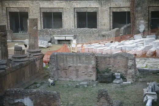 The sunken ruins of Largo di Torre Argentina in Rome, photographed in June 2011.