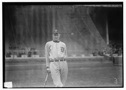 Ty Cobb in Detroit uniform, a Bain News Service press photograph from 1917.